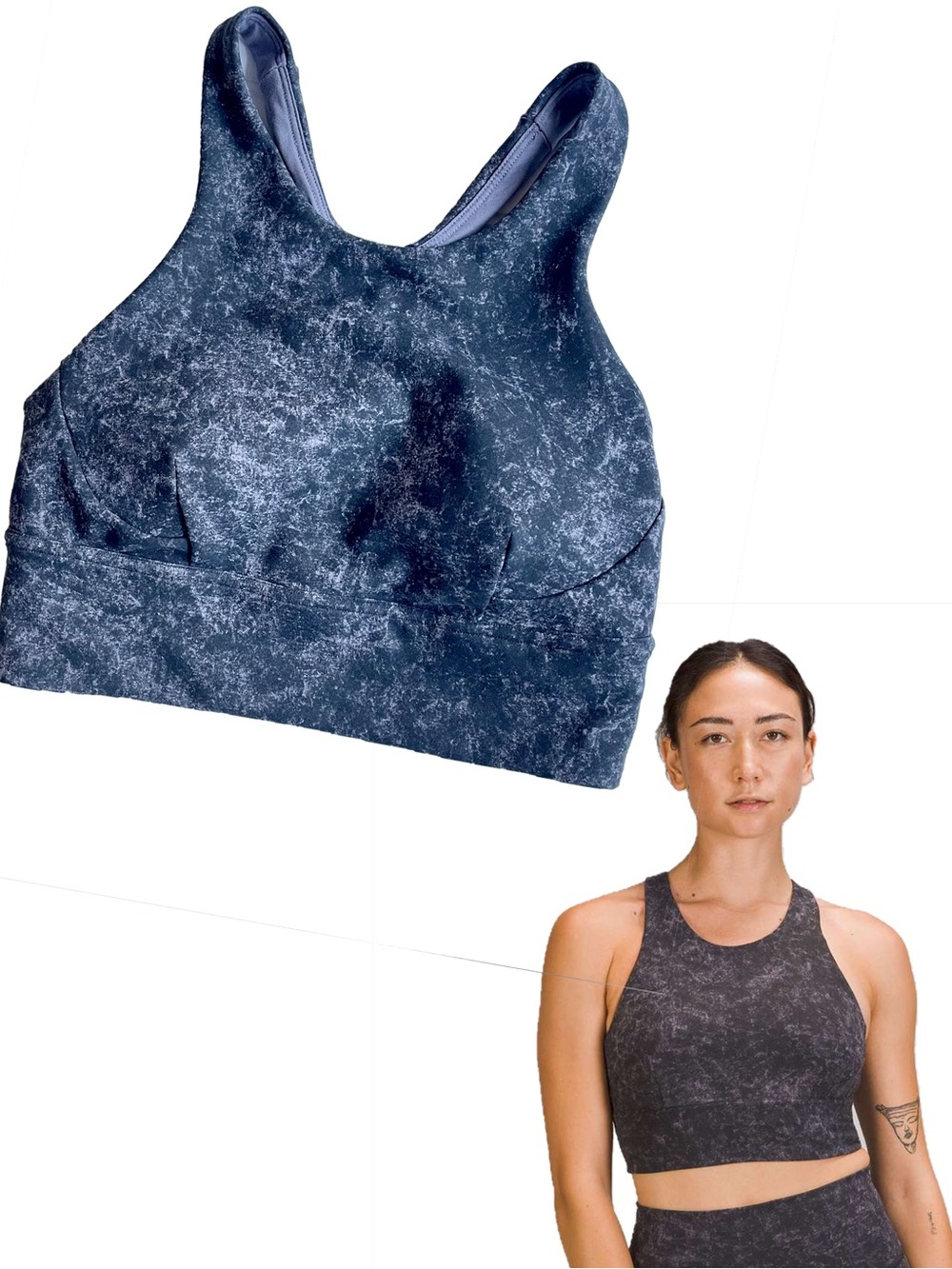 lululemon Wunder Train Longline Sports Bra Sz 6 Gray Lavender High Neck C/D Cup
